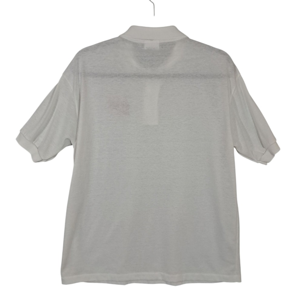 Vintage American Polo Shirt Large Short Sleeve Off White Baseball Single‎ Stitch - Picture 3 of 13